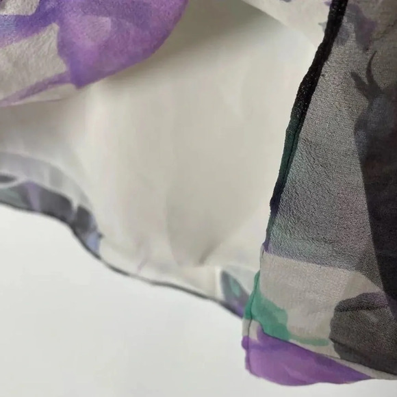 Anthropologie Leifsdottier Watercolor Cream Floral 100% Silk Blouse Size 2 XS - Picture 3 of 8